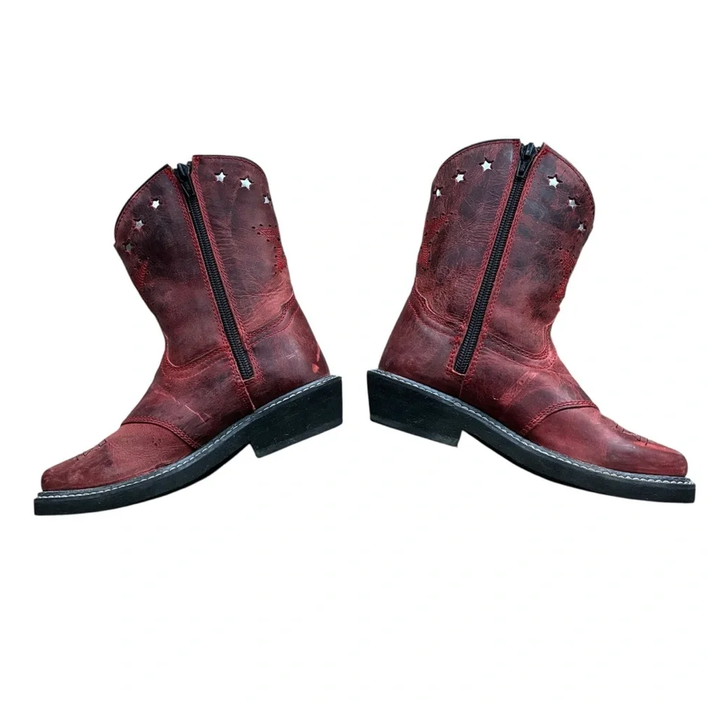 Smoky Mountain Boots Red Leather Cowboy Western Boots Youth 12 Unisex
